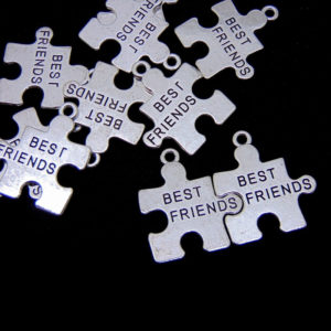 10 Pcs - Tibetan Silver Jigsaw Puzzle Best Friend Charms Pendants Jewellery K102