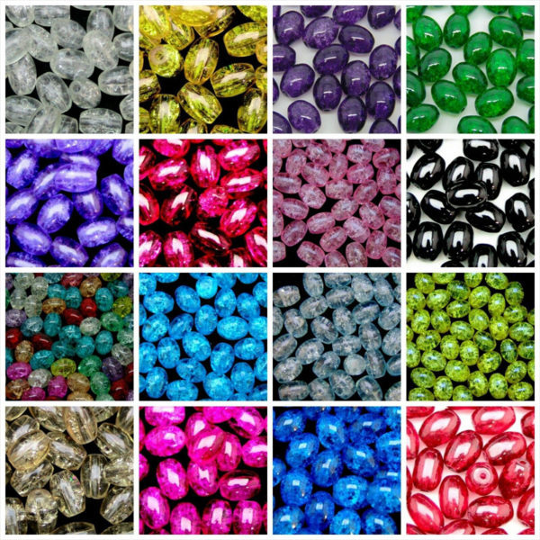 40 Pcs - Oval Glass Crackle Beads Jewellery Craft 10mm x 8mm ML