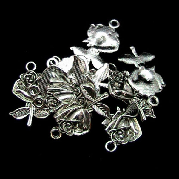 10 Pcs Tibetan Silver Rose Pendant Charm Jewellery Craft Flowers Beading A134