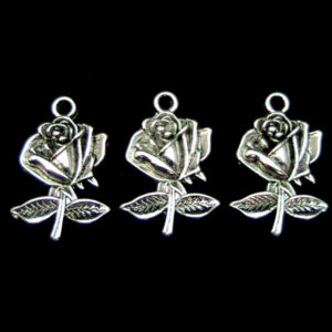 10 Pcs Tibetan Silver Rose Pendant Charm Jewellery Craft Flowers Beading A134