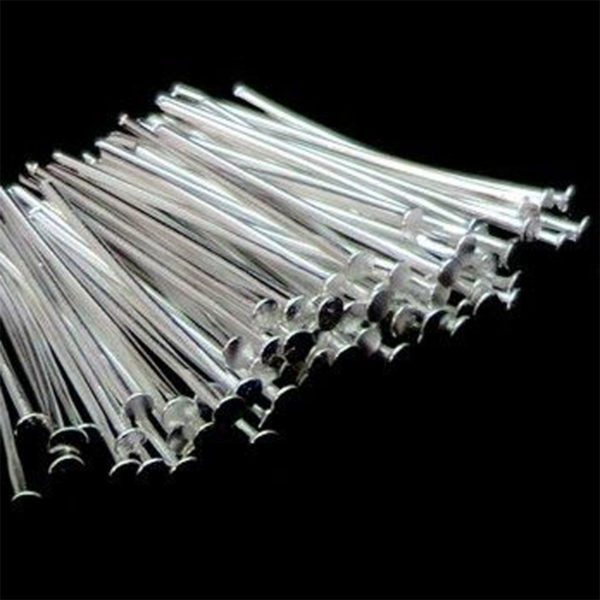 100 Pcs - 26mm Silver Plated Head Pins Jewellery Craft Beading Findings O146