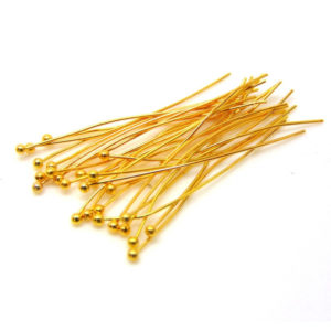 100 x 14mm Gold Plated Ball Head Pins Jewellery Craft Findings R172