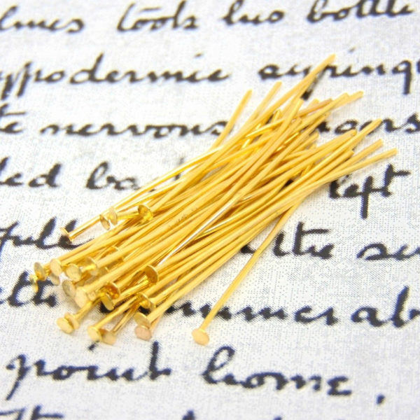 100 x 16mm Gold Plated Head Pins Jewellery Craft Findings E74