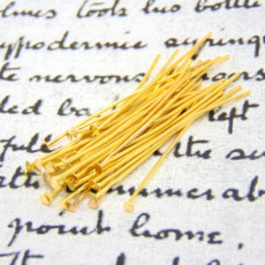 100 x 20mm Gold Plated Head Pins Jewellery Craft Findings E72