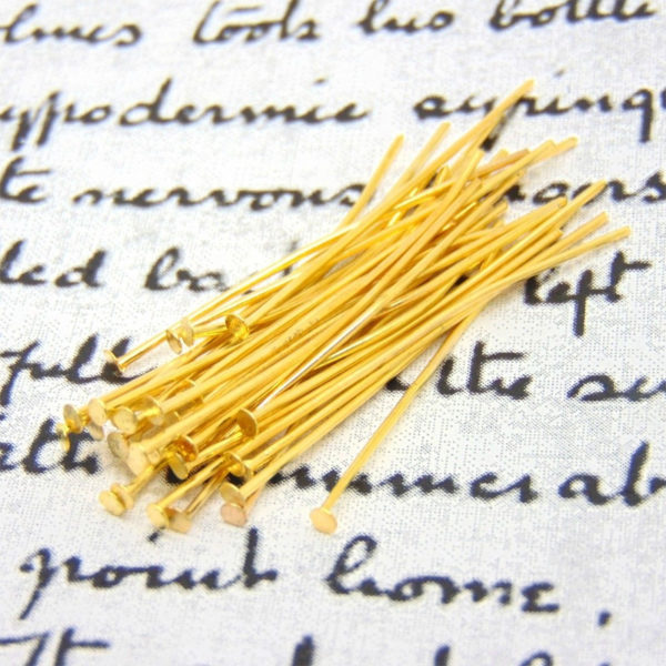 100 x 20mm Gold Plated Head Pins Jewellery Craft Findings E72