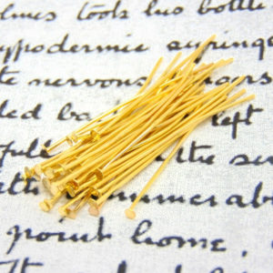 100 x 22mm Gold Plated Head Pins Jewellery Craft Findings L127