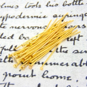 100 x 28mm Gold Plated Head Pins Jewellery Craft Findings F182