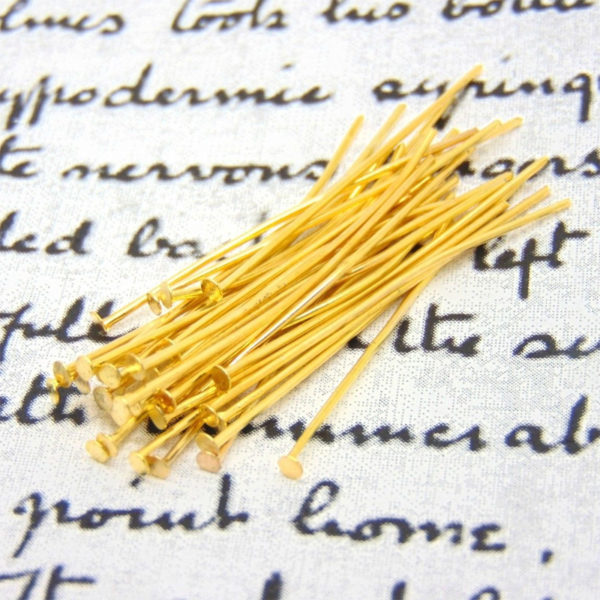 100 x 40mm Gold Plated Head Pins Jewellery Craft Findings L118