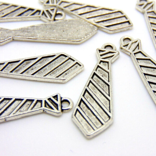 10 Pcs - 30mm Tibetan Silver Neck Tie Charms Jewellery 50 Shades Pendants Q104