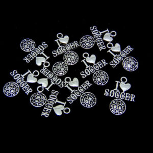 10 Pcs Tibetan Silver " I Love Soccer " Charms Sport Kids Football Adult C70