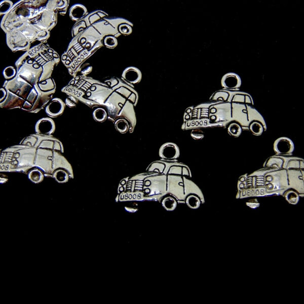 10 Pcs - Tibetan Silver VW Car Charms Beetle Taxi Jewellery Pendant Charm P163