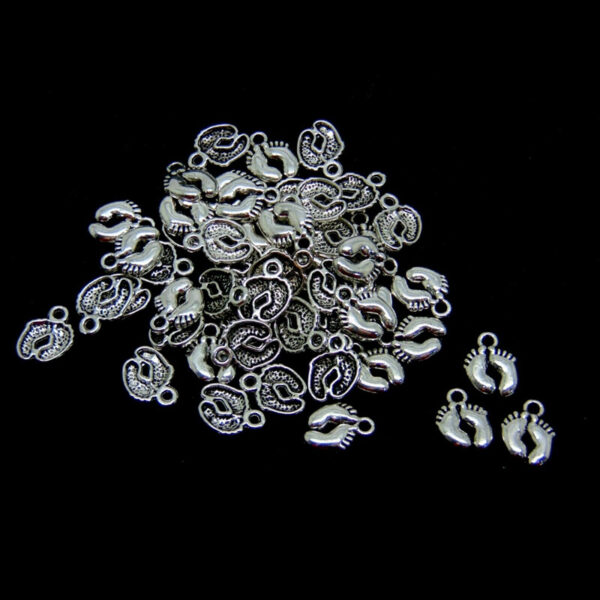 50 Pcs - 14mm Tibetan Silver Baby Feet Charms Jewellery Pendant G5