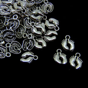 50 Pcs - 14mm Tibetan Silver Baby Feet Charms Jewellery Pendant G5